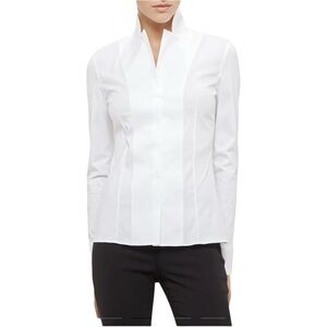Akris notch collar poplin blouse. EUC